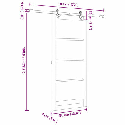 Schiebetür Braun 86 x 198,5 cm Holz und Metall