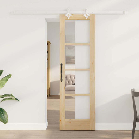Schiebetür Braun 61 x 198,5 cm Holz und Metall