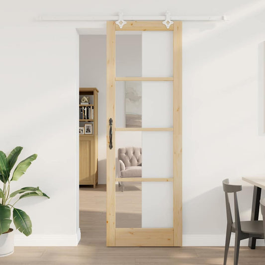 Schiebetür Braun 78 x 232 cm Holz und Metall