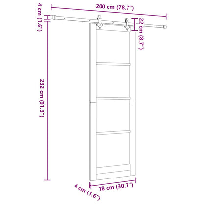 Schiebetür Braun 78 x 232 cm Holz und Metall