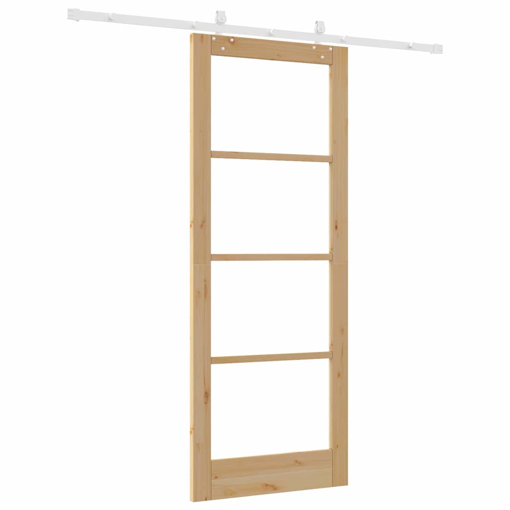 Schiebetür Braun 83 x 211 cm Holz und Metall