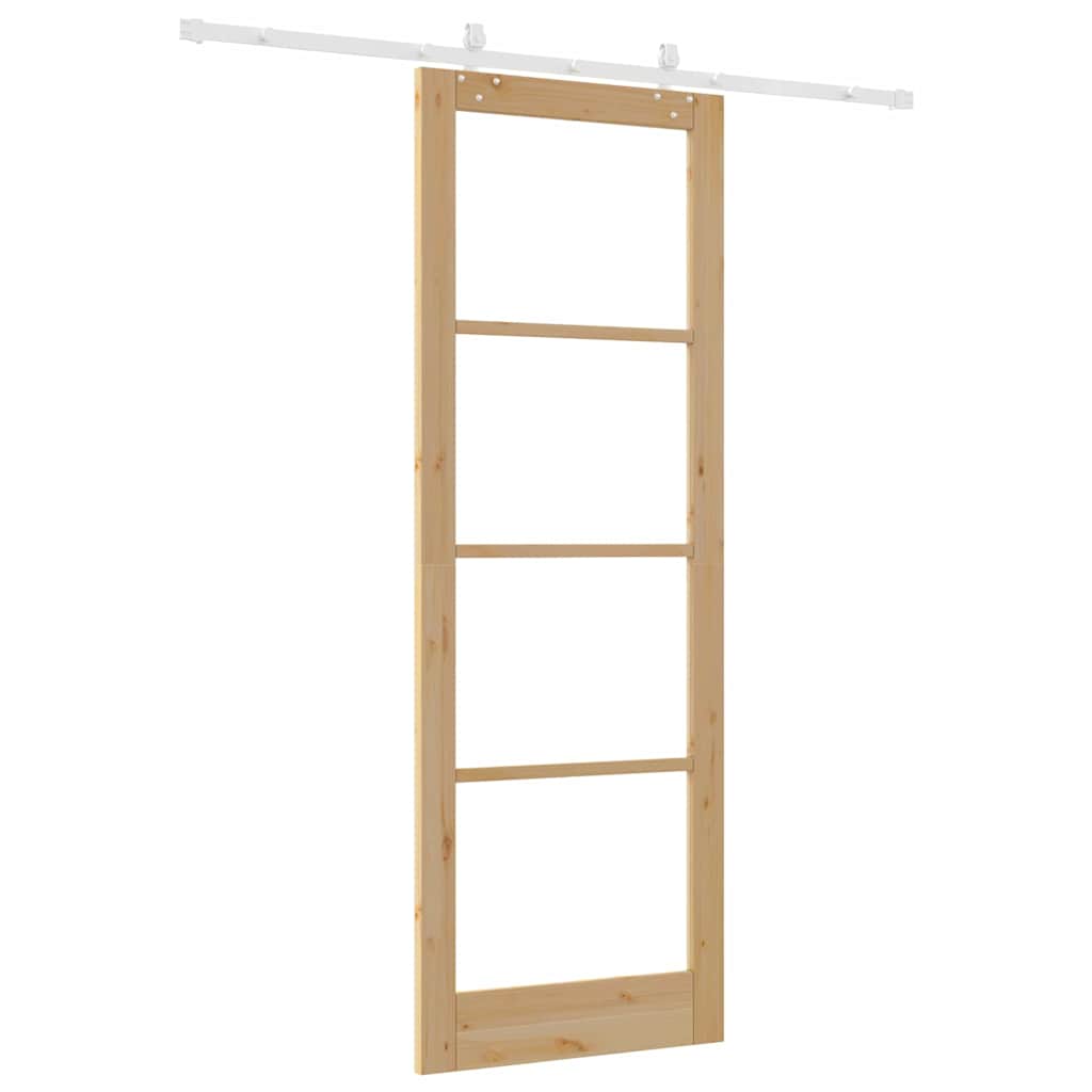 Schiebetür Braun 83 x 232 cm Holz und Metall