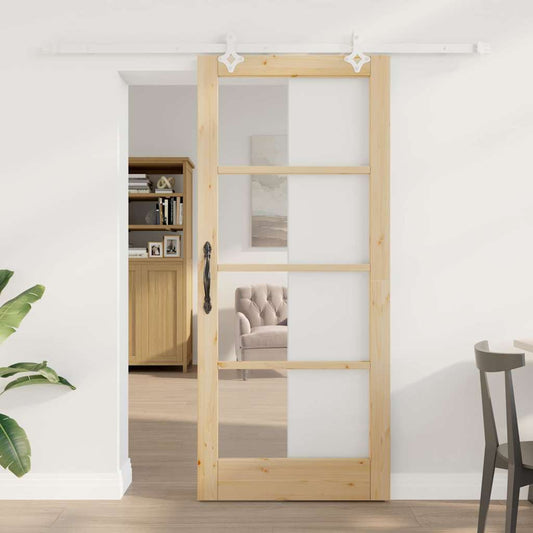 Schiebetür Braun 86 x 198,5 cm Holz und Metall