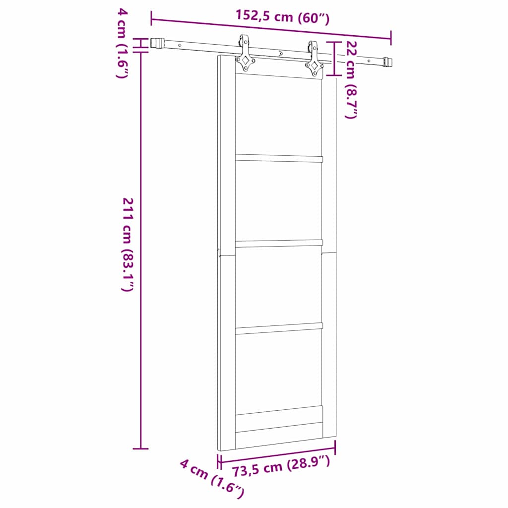 Schiebetür Sonstiges Braun 73,5 x 211 cm Holz und Metall