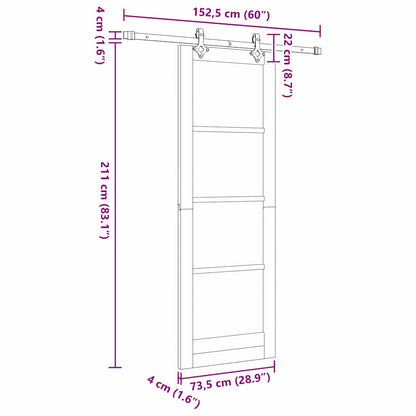 Schiebetür Sonstiges Braun 73,5 x 211 cm Holz und Metall