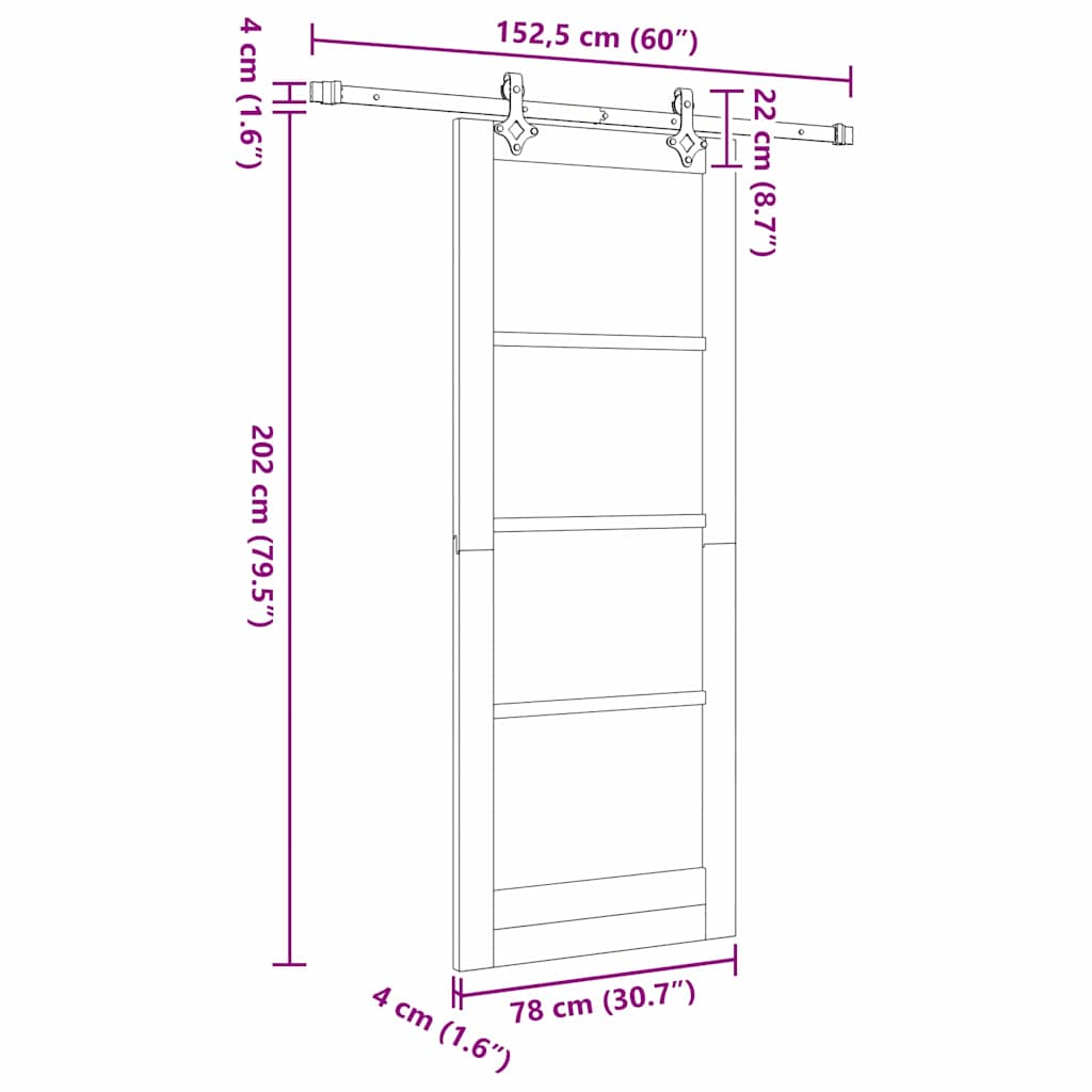 Schiebetür Sonstiges Weiß 78 x 202 cm Holz und Metall