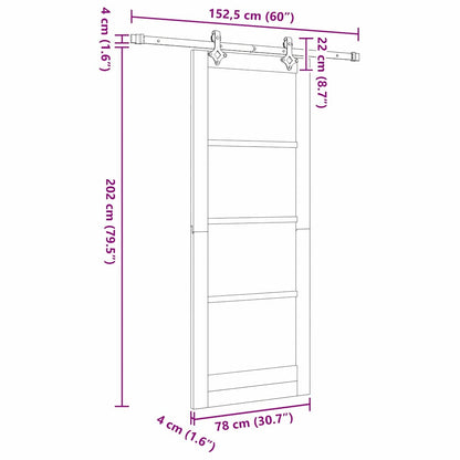 Schiebetür Sonstiges Weiß 78 x 202 cm Holz und Metall