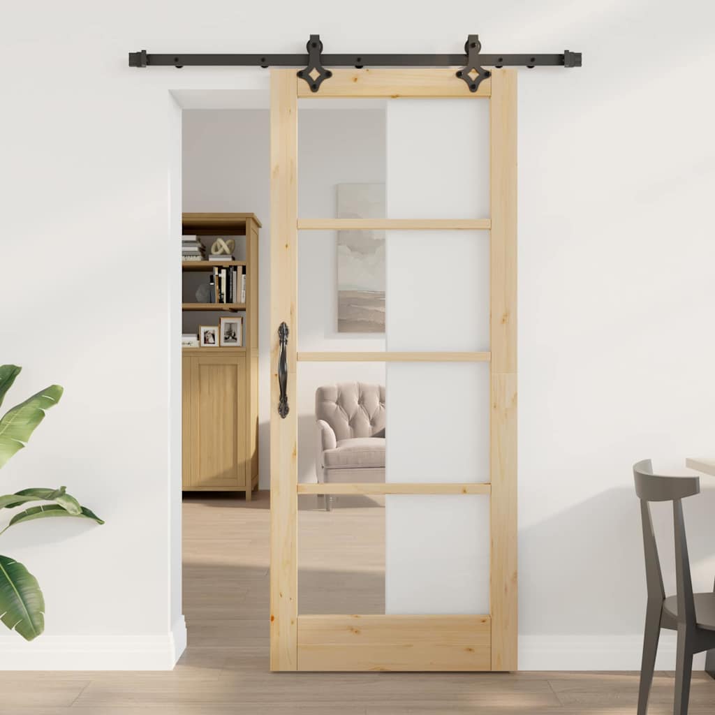 Schiebetür Sonstiges Braun 83 x 202 cm Holz und Metall