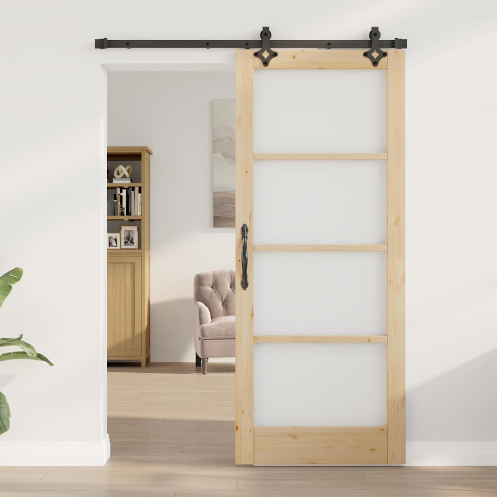 Schiebetür Sonstiges Braun 83 x 202 cm Holz und Metall