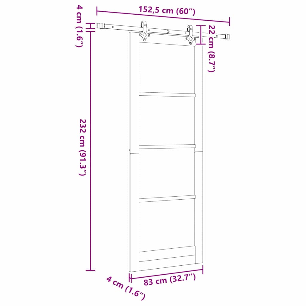 Schiebetür Sonstiges Weiß 83 x 232 cm Holz und Metall