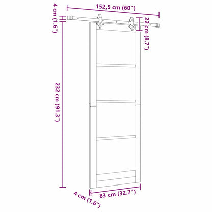 Schiebetür Sonstiges Weiß 83 x 232 cm Holz und Metall