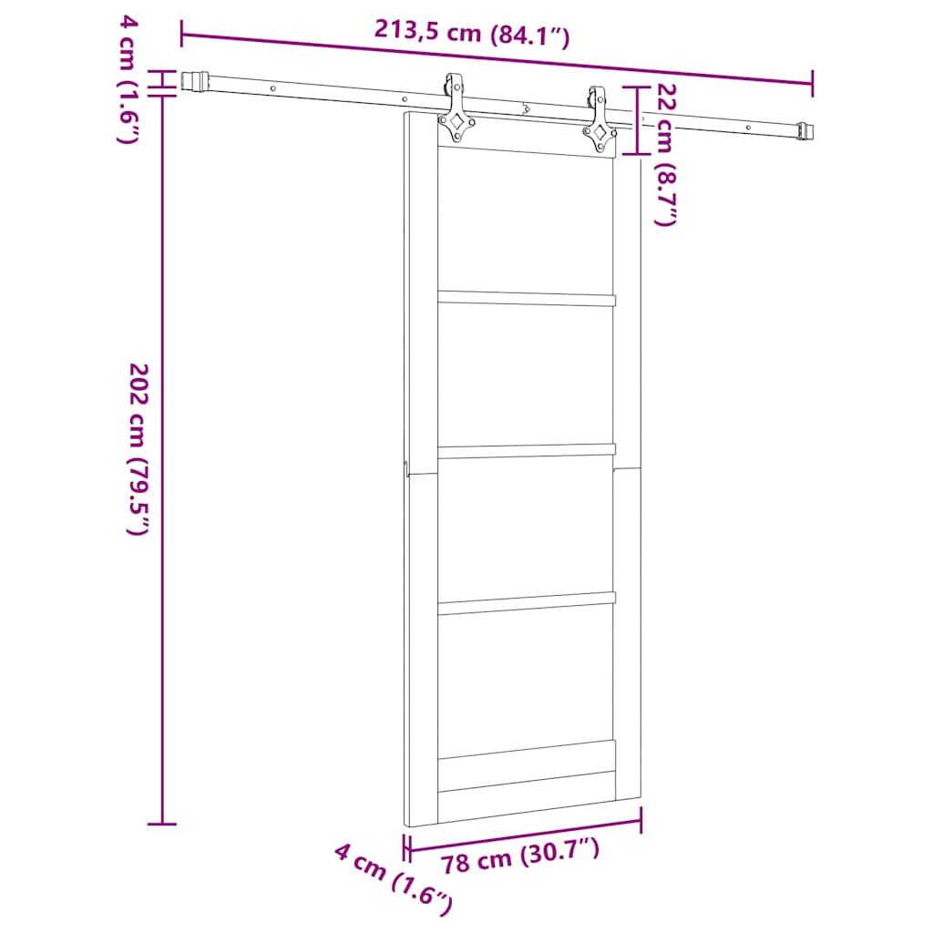 Schiebetür Sonstiges Braun 78 x 202 cm Holz und Metall