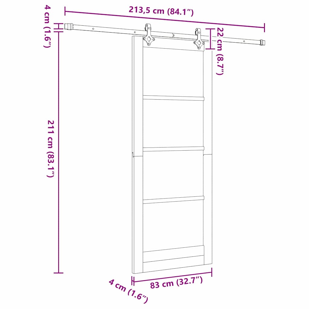 Schiebetür Sonstiges Braun 83 x 211 cm Holz und Metall