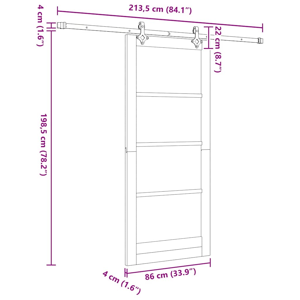 Schiebetür Sonstiges Braun 86 x 198,5 cm Holz und Metall