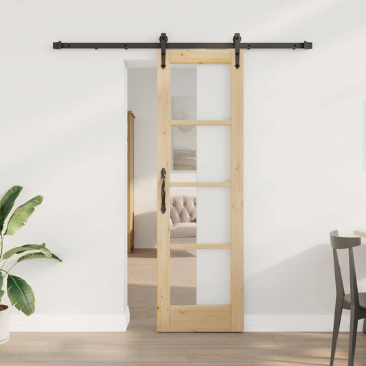 Schiebetür Braun 61 x 198,5 cm Holz und Metall