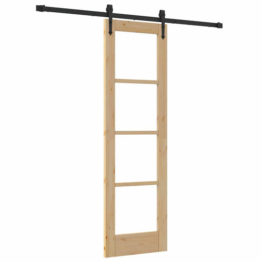 Schiebetür Braun 61 x 198,5 cm Holz und Metall