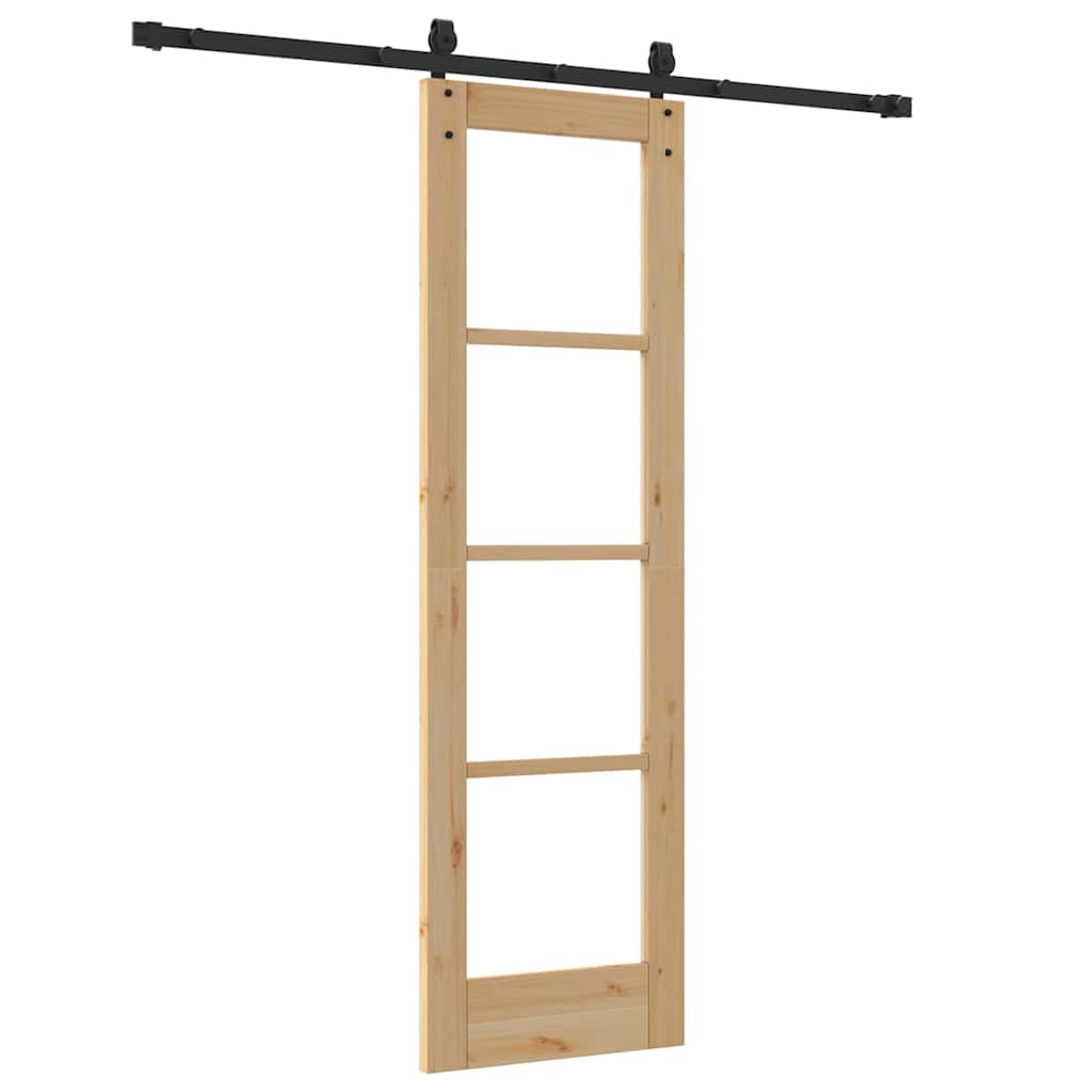 Schiebetür Braun 61 x 198,5 cm Holz und Metall