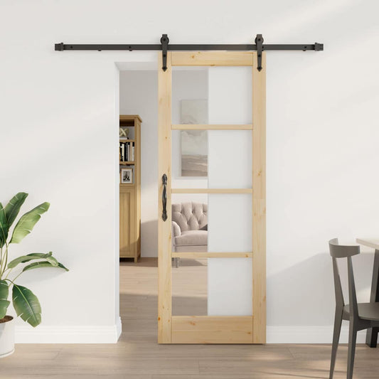 Schiebetür Braun 73,5 x 198,5 cm Holz und Metall