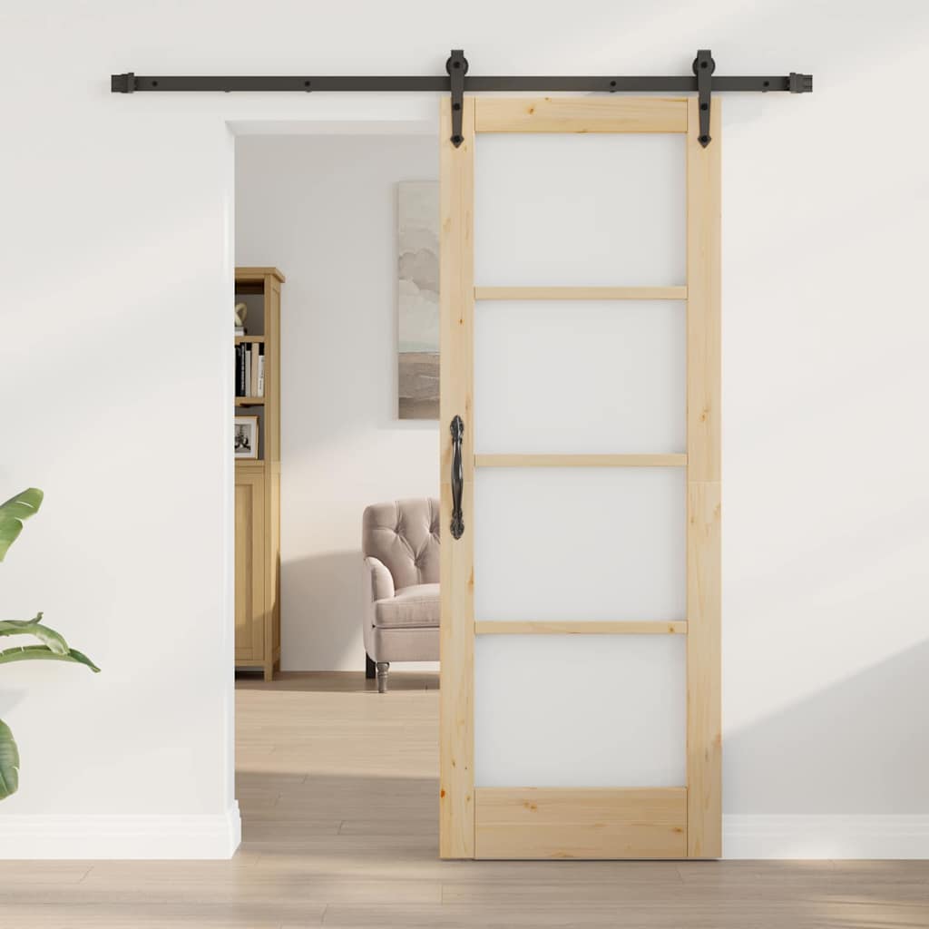Schiebetür Braun 73,5 x 198,5 cm Holz und Metall