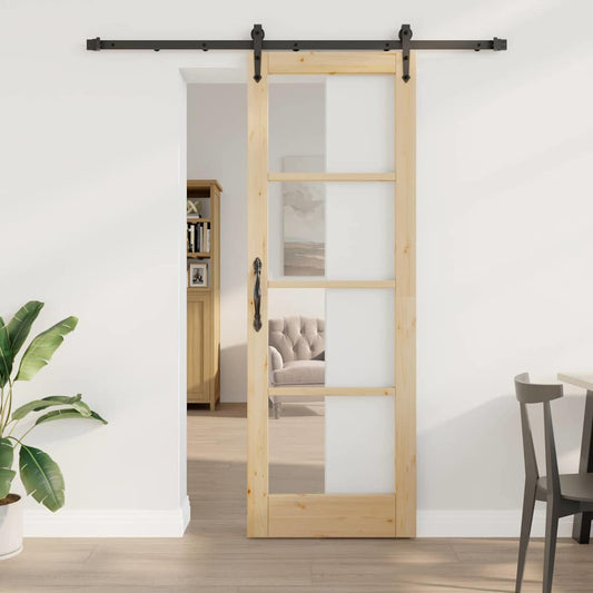 Schiebetür Braun 73,5 x 211 cm Holz und Metall