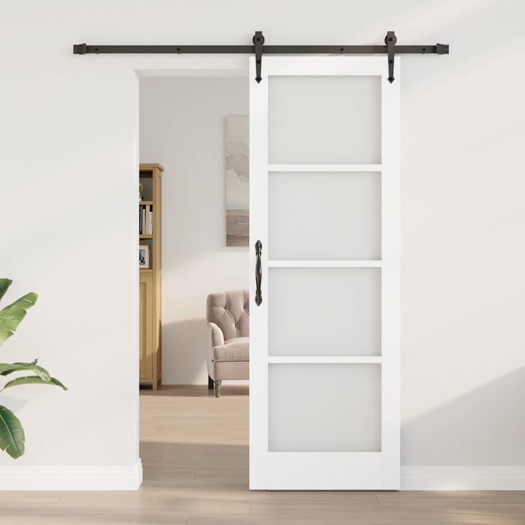 Schiebetür Weiß 73,5 x 211 cm Holz und Metall