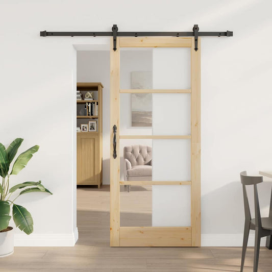 Schiebetür Braun 78 x 202 cm Holz und Metall
