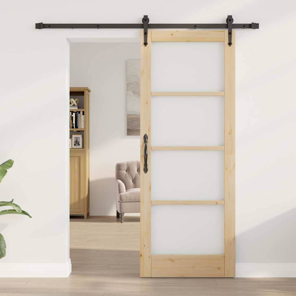 Schiebetür Braun 78 x 202 cm Holz und Metall