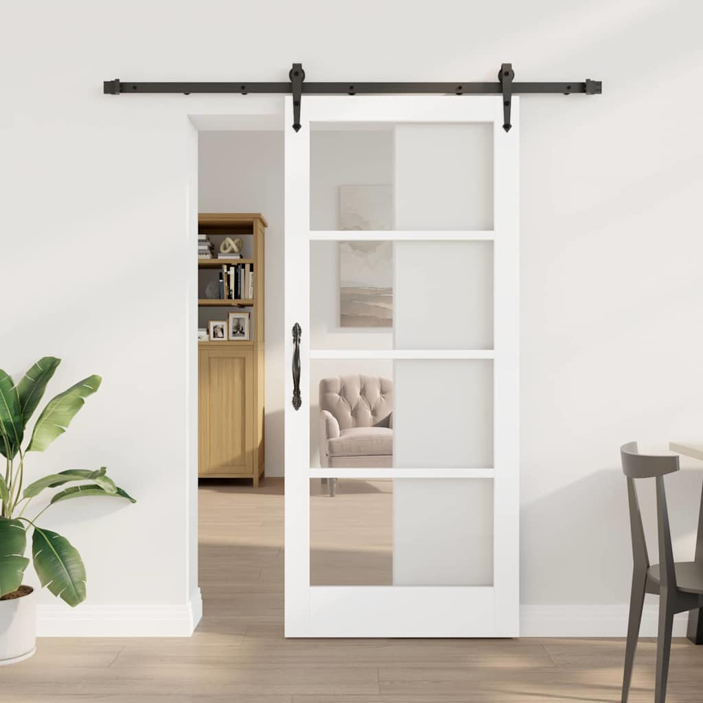 Schiebetür Weiß 78 x 202 cm Holz und Metall