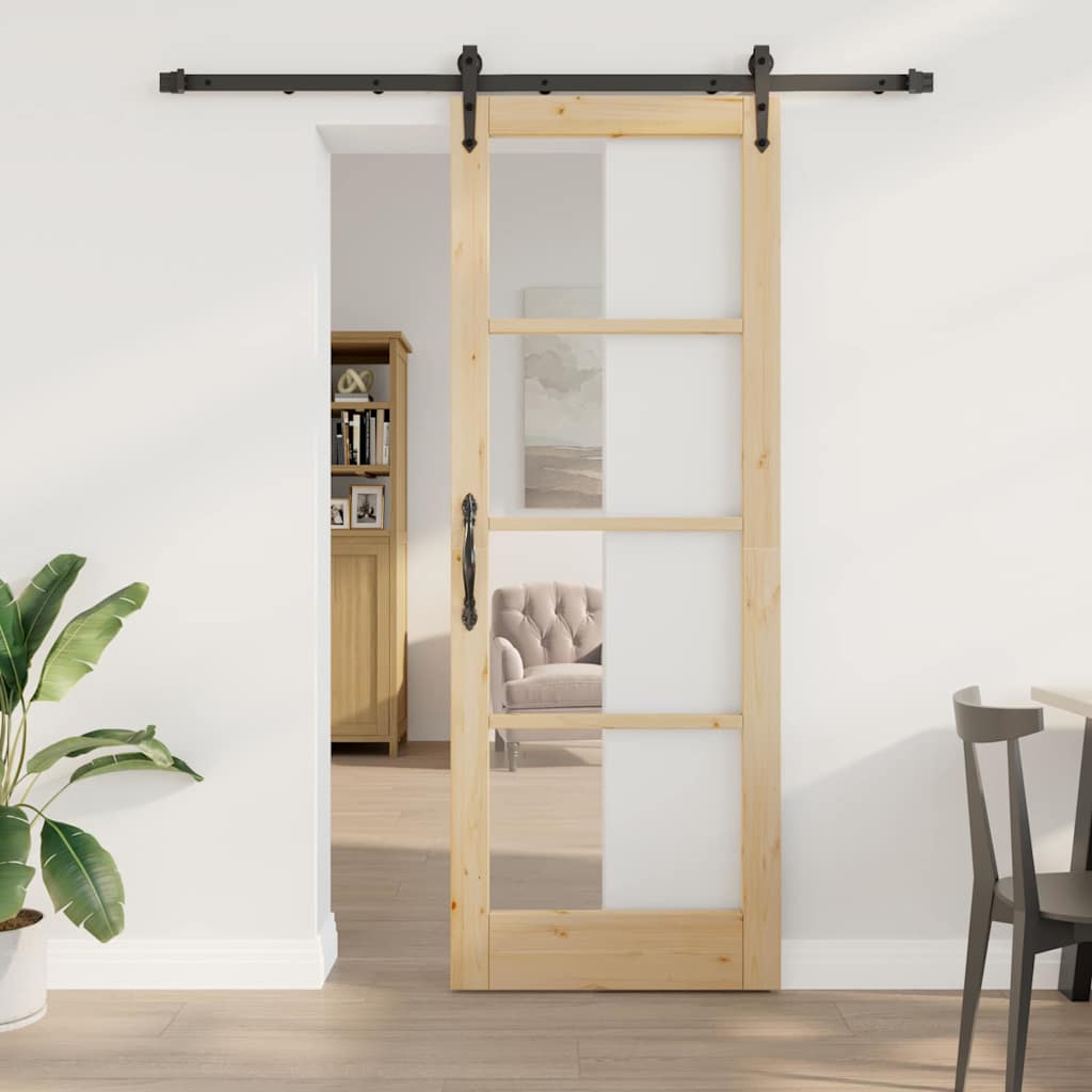 Schiebetür Braun 78 x 211 cm Holz und Metall