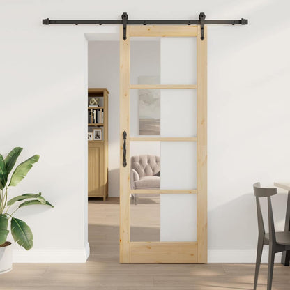 Schiebetür Braun 78 x 211 cm Holz und Metall