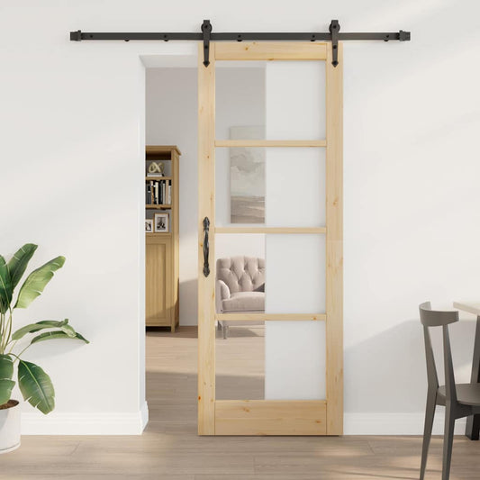 Schiebetür Braun 78 x 211 cm Holz und Metall