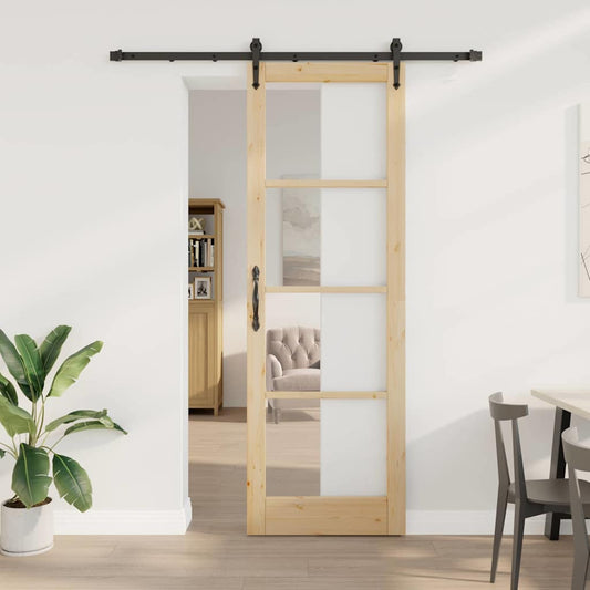 Schiebetür Braun 78 x 232 cm Holz und Metall