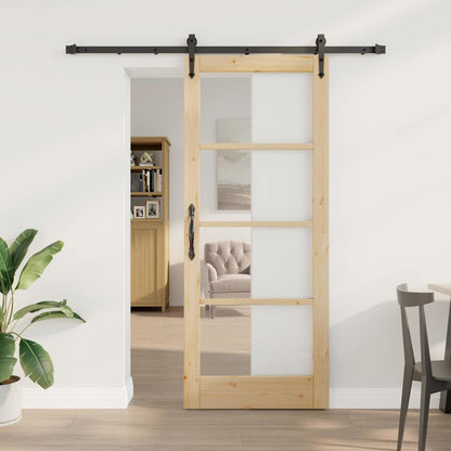Schiebetür Braun 83 x 202 cm Holz und Metall