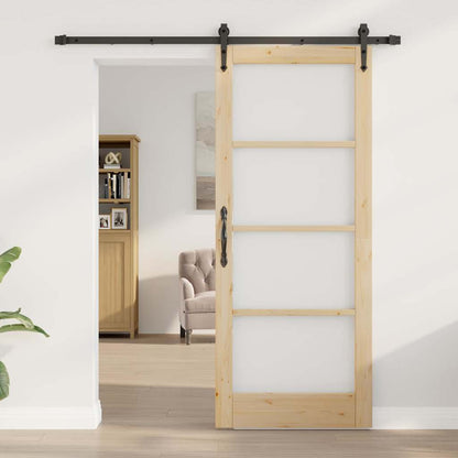 Schiebetür Braun 83 x 202 cm Holz und Metall