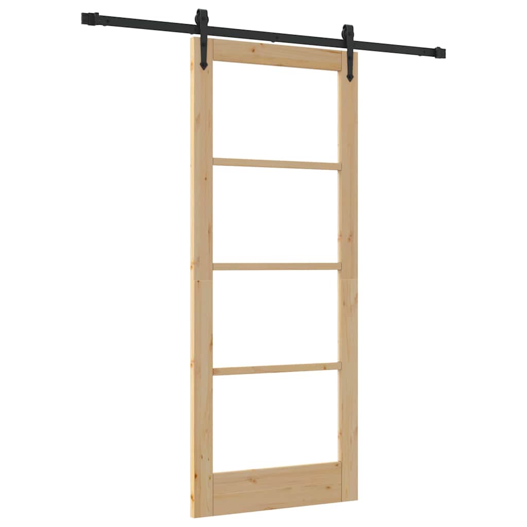 Schiebetür Braun 83 x 202 cm Holz und Metall