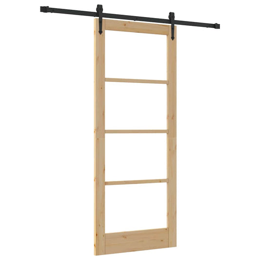 Schiebetür Braun 83 x 202 cm Holz und Metall