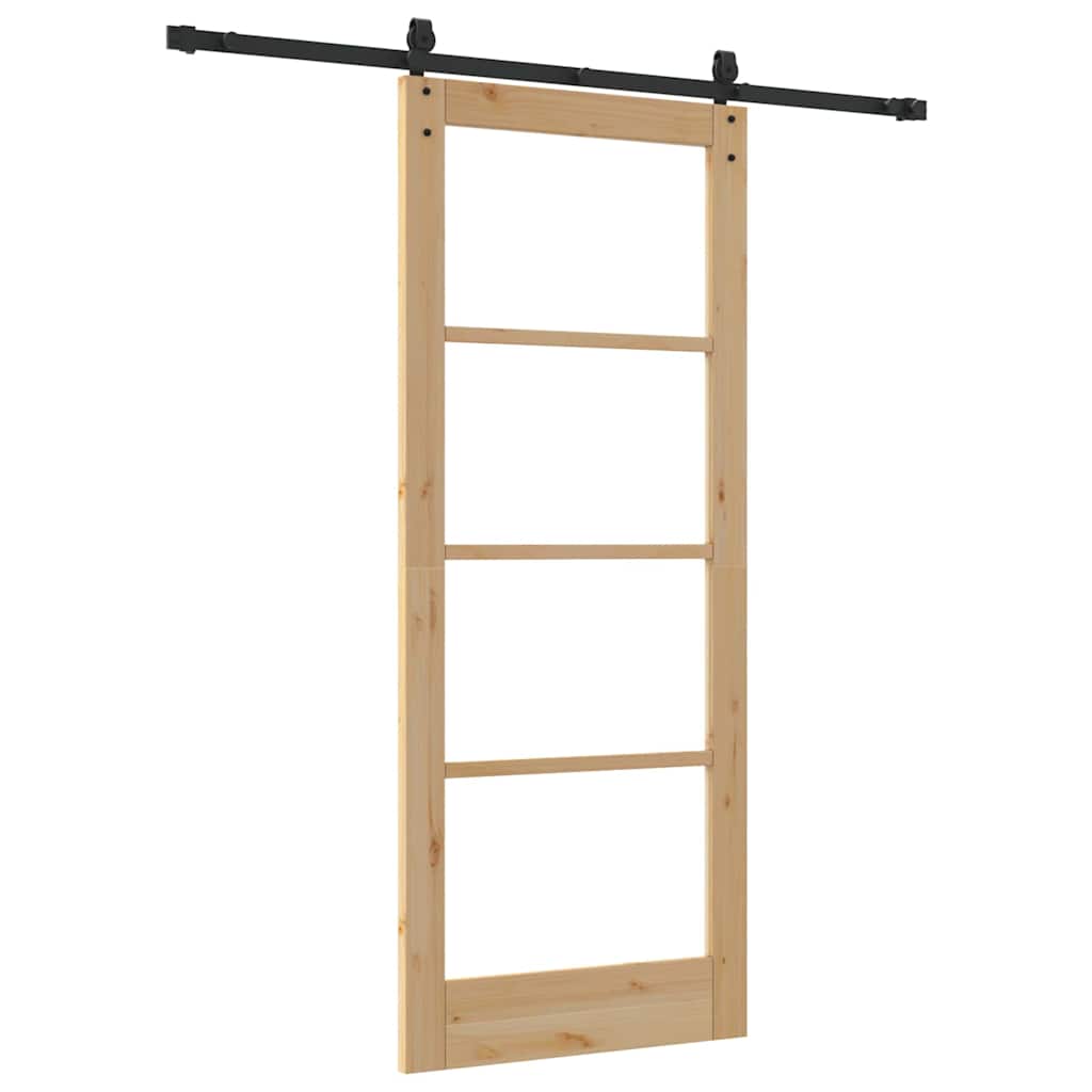 Schiebetür Braun 83 x 202 cm Holz und Metall