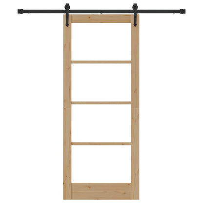 Schiebetür Braun 83 x 202 cm Holz und Metall