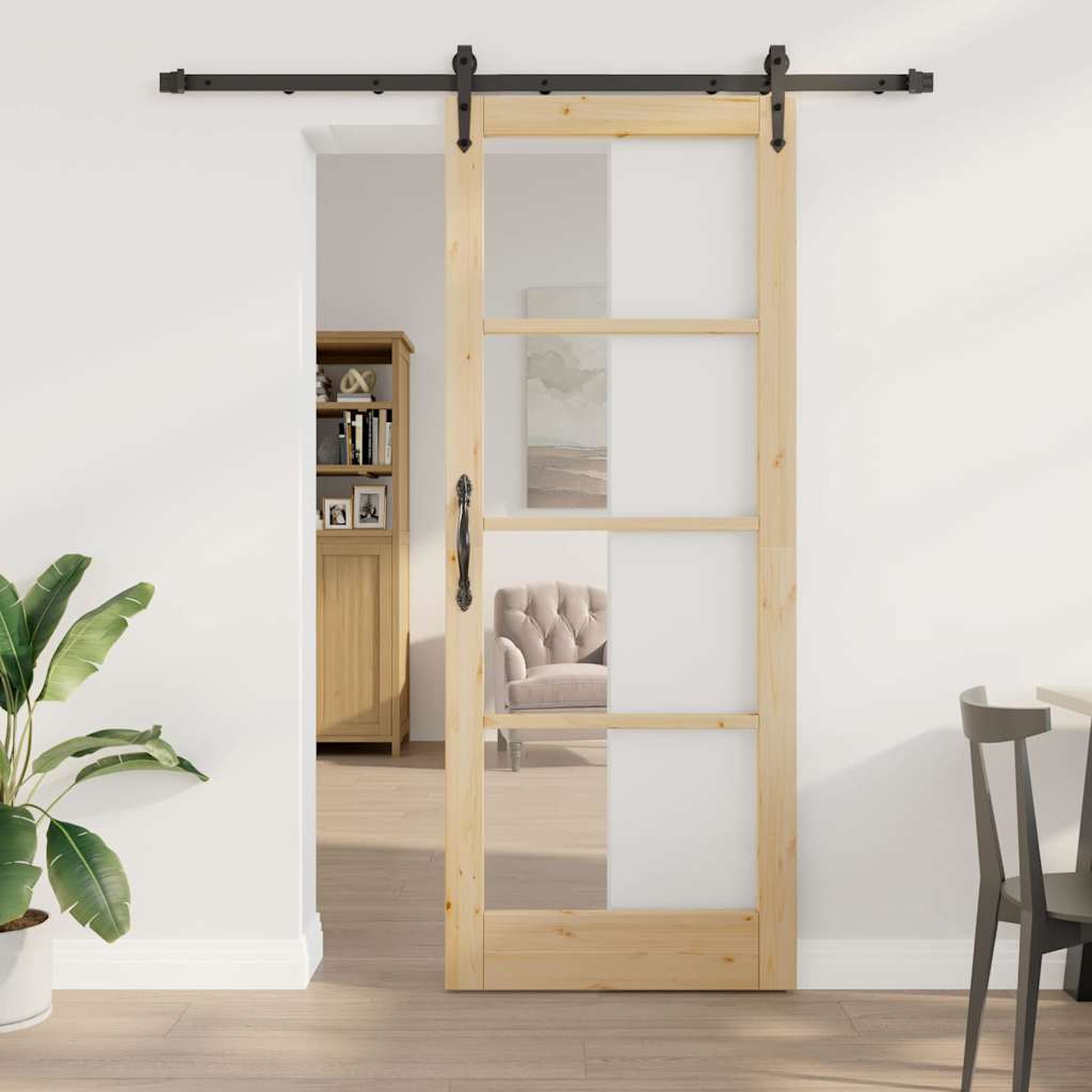 Schiebetür Braun 83 x 211 cm Holz und Metall