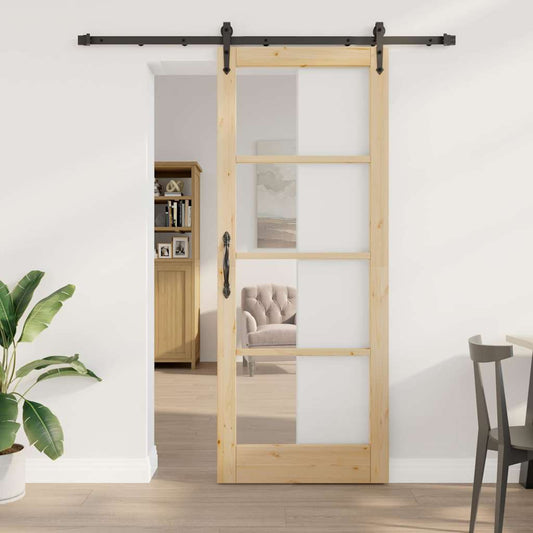 Schiebetür Braun 83 x 211 cm Holz und Metall