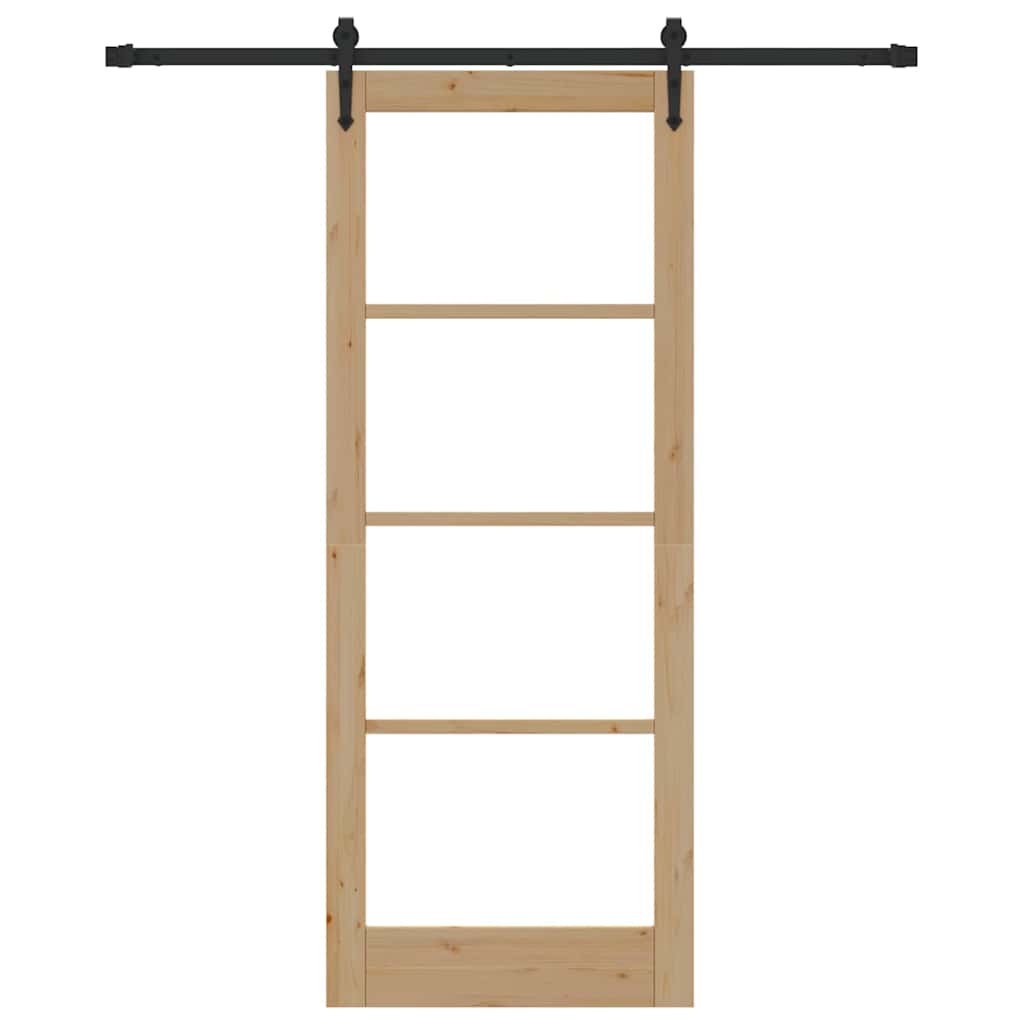 Schiebetür Braun 83 x 211 cm Holz und Metall
