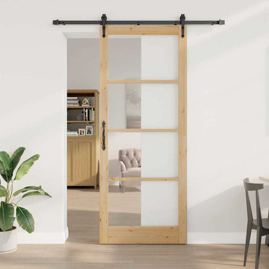 Schiebetür Braun 83 x 232 cm Holz und Metall