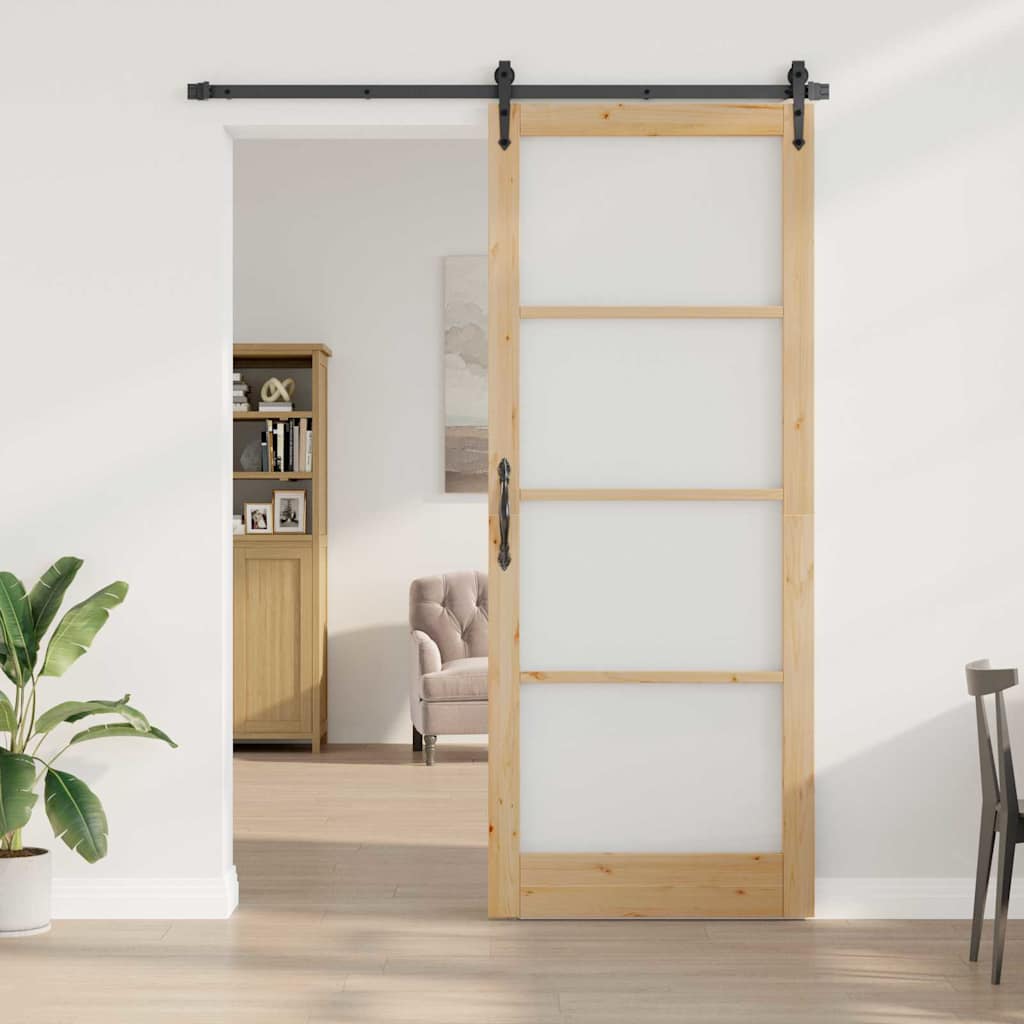 Schiebetür Braun 83 x 232 cm Holz und Metall