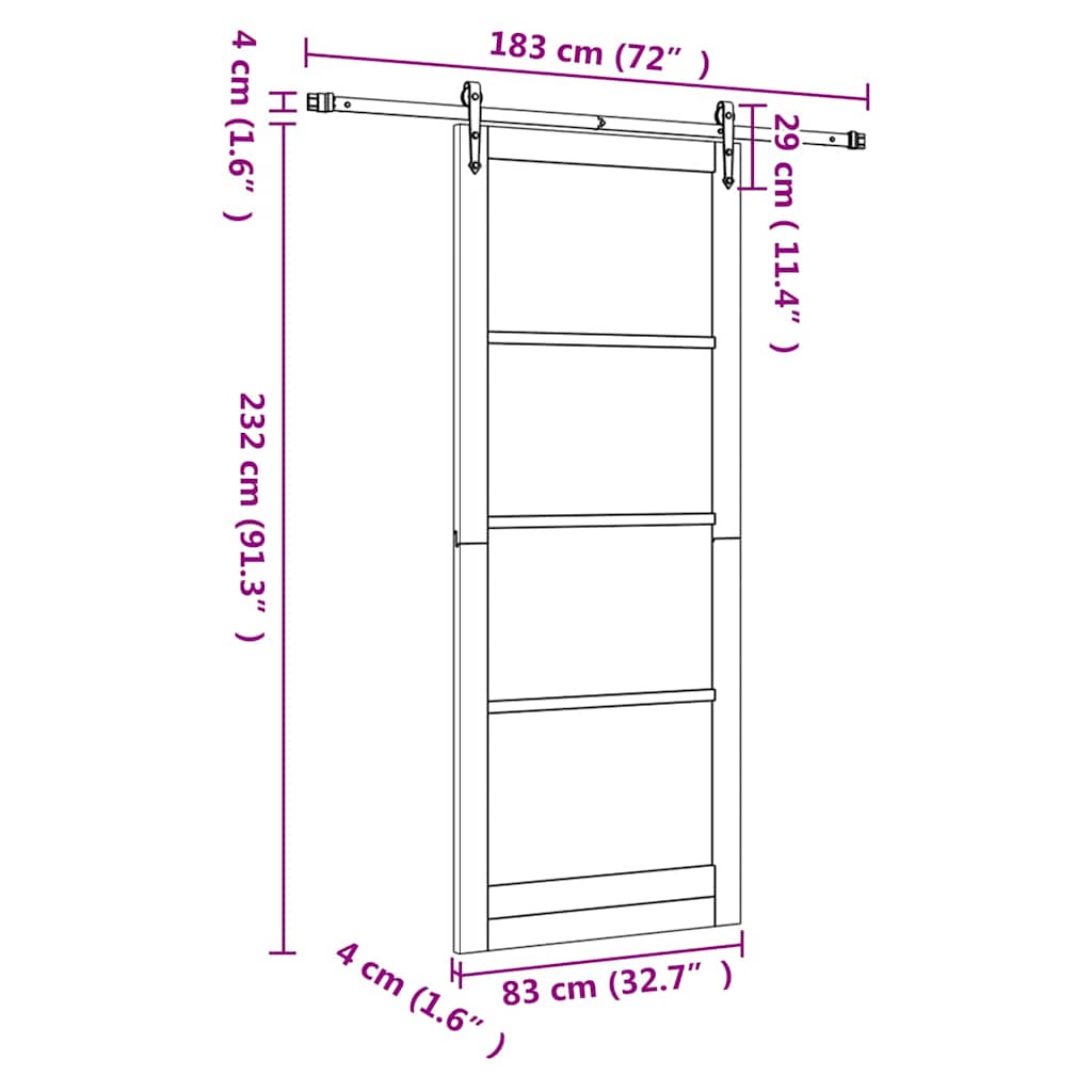 Schiebetür Braun 83 x 232 cm Holz und Metall