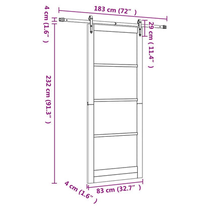Schiebetür Braun 83 x 232 cm Holz und Metall