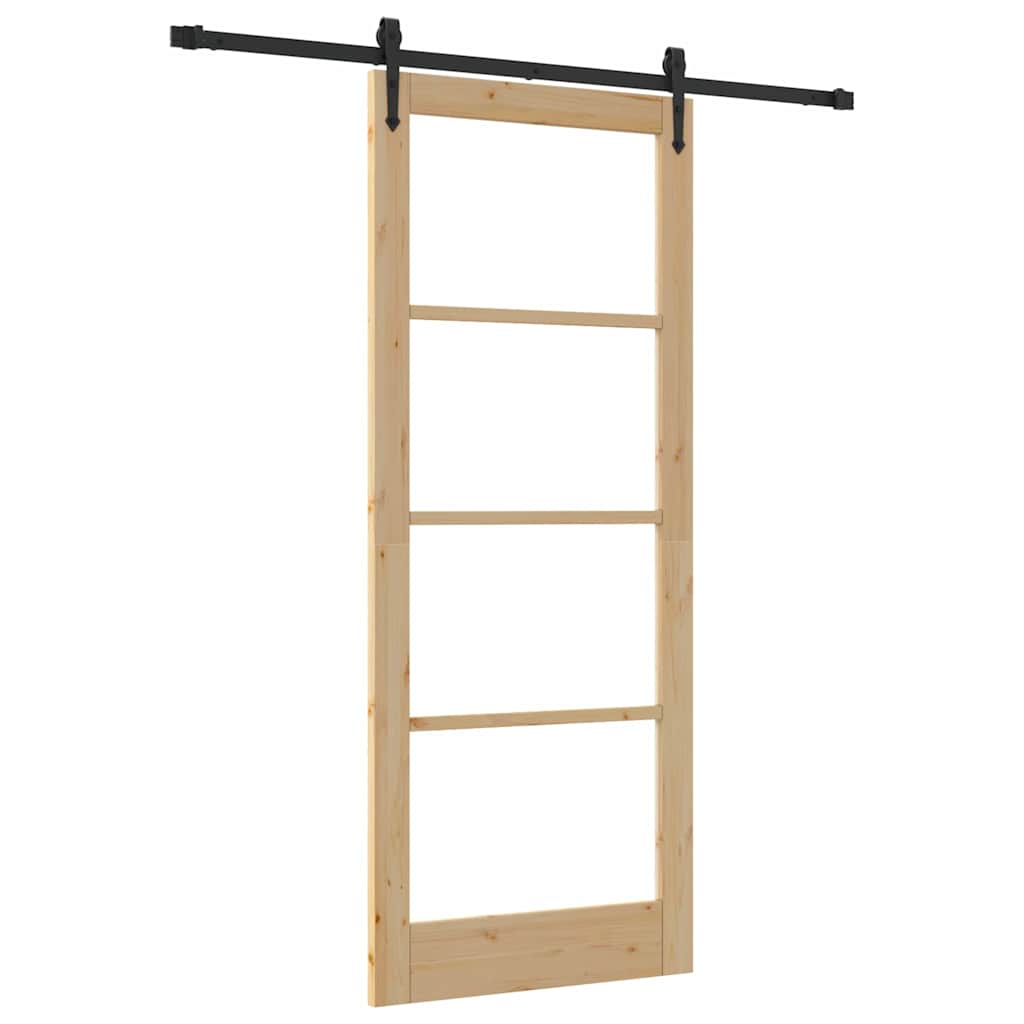 Schiebetür Braun 86 x 211 cm Holz und Metall