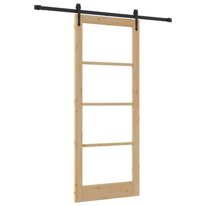 Schiebetür Braun 86 x 211 cm Holz und Metall