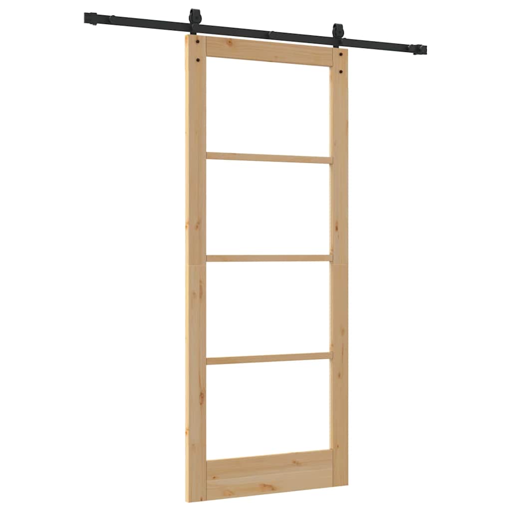 Schiebetür Braun 86 x 211 cm Holz und Metall