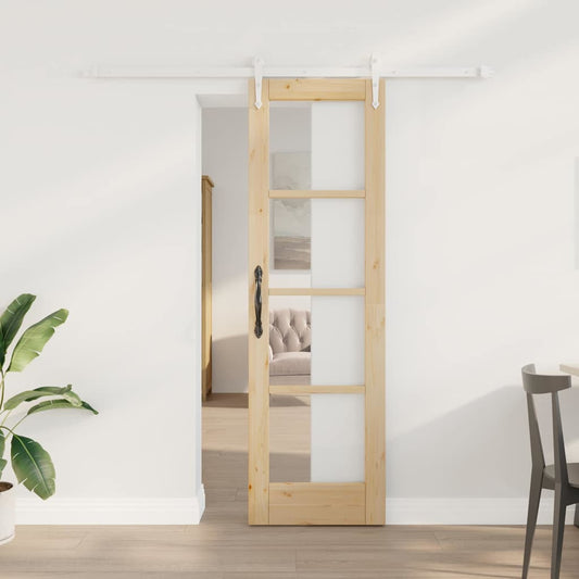 Schiebetür Braun 61 x 198,5 cm Holz und Metall