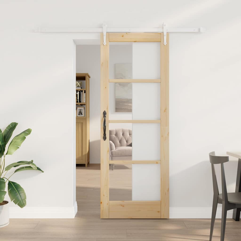 Schiebetür Braun 73,5 x 198,5 cm Holz und Metall